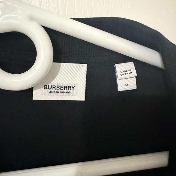 Burberry Black Polo with Tonal TB Monogram and Gold Buttons - Picture 3 of 3